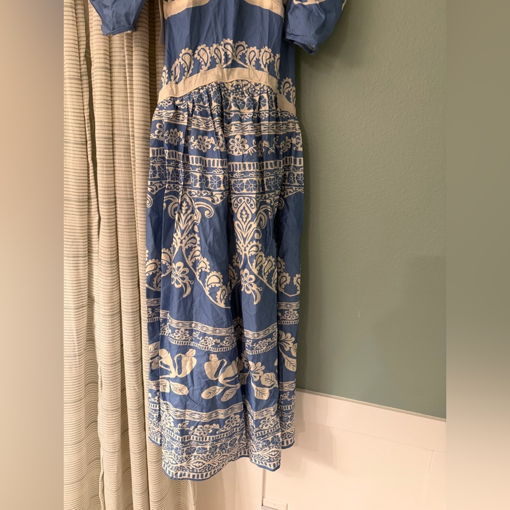 Farm Rio x Anthropologie Printed V-Neck Puff-Sleeve Maxi Dress new XS - Picture 13 of 14